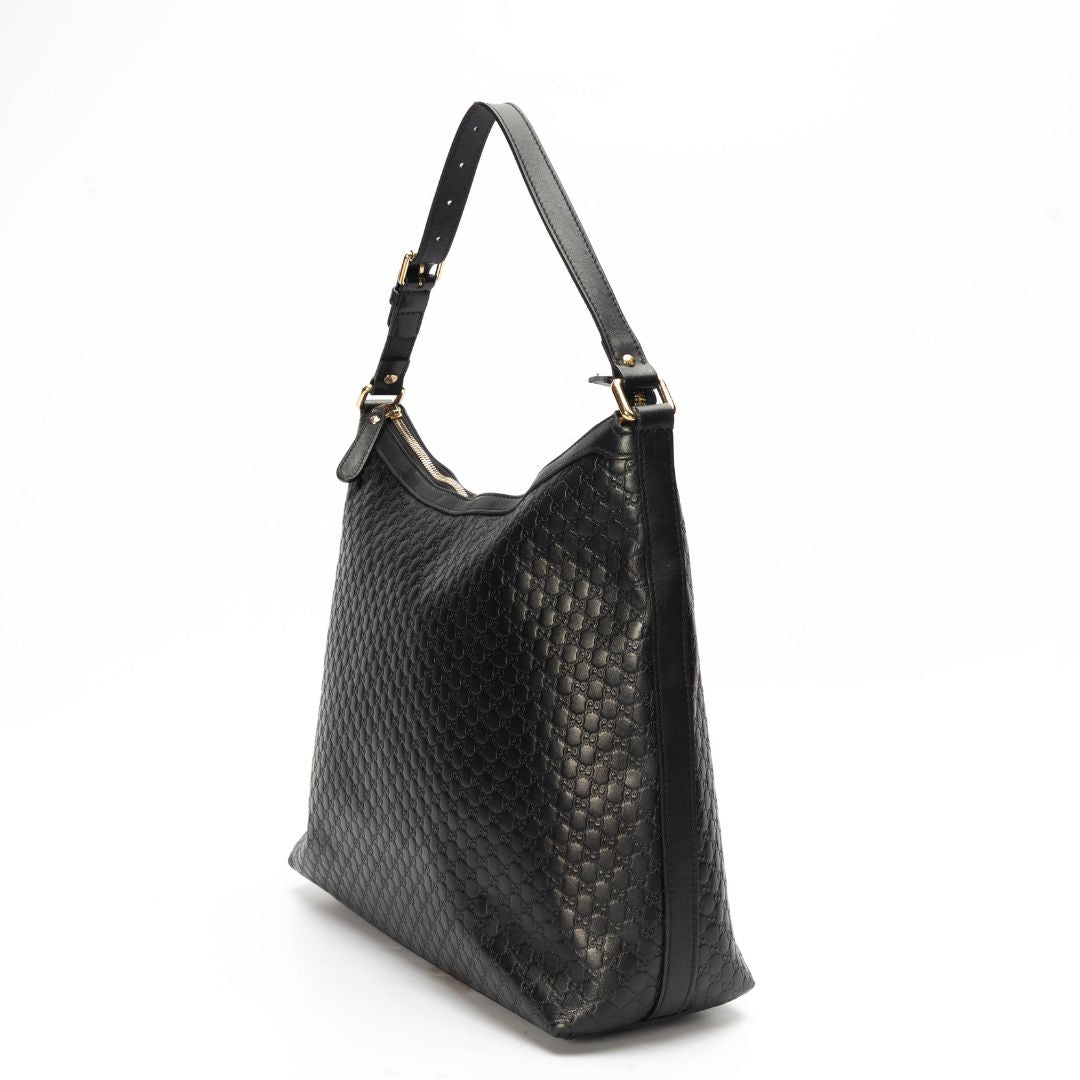 Gucci Black Microguccissima Leather Hobo Bag