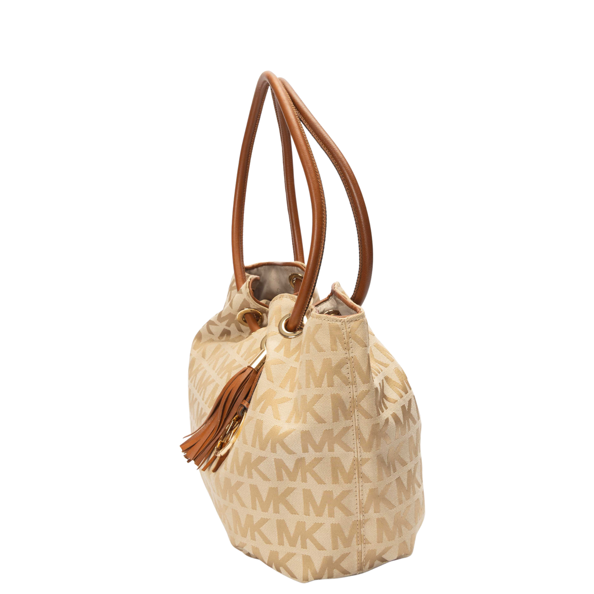 Michael Kors Ring Beige Signature Logo Shoulder Bag