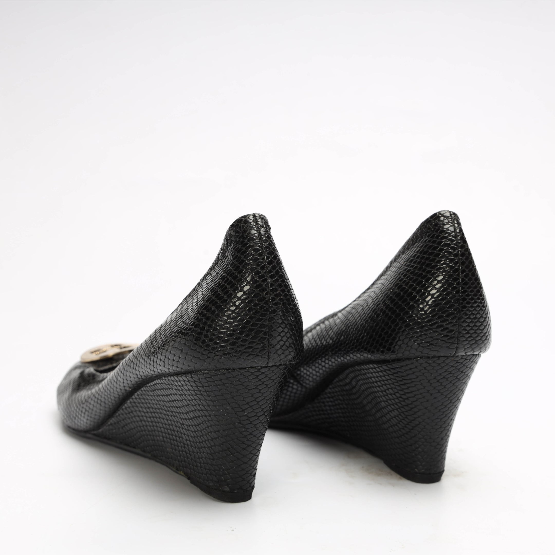 Tory Burch Black Sally Wedge Pumps