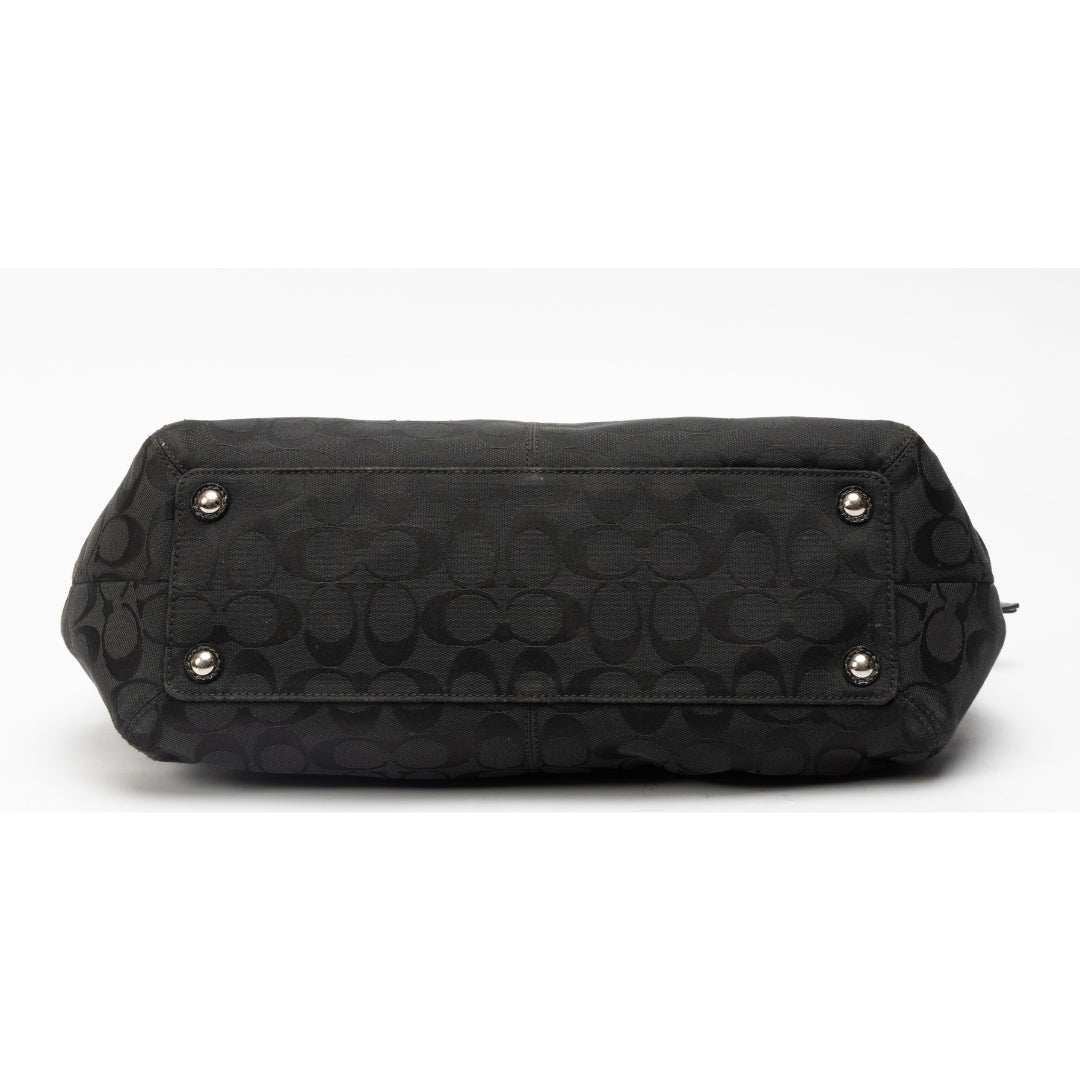 Coach Black Monogram Buckle Strap Shoulder Bag
