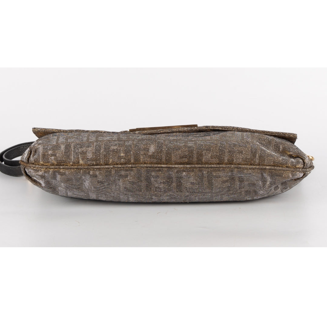 Fendi Zucca Glitter Jacquard Fabric Mia Flap Baguette