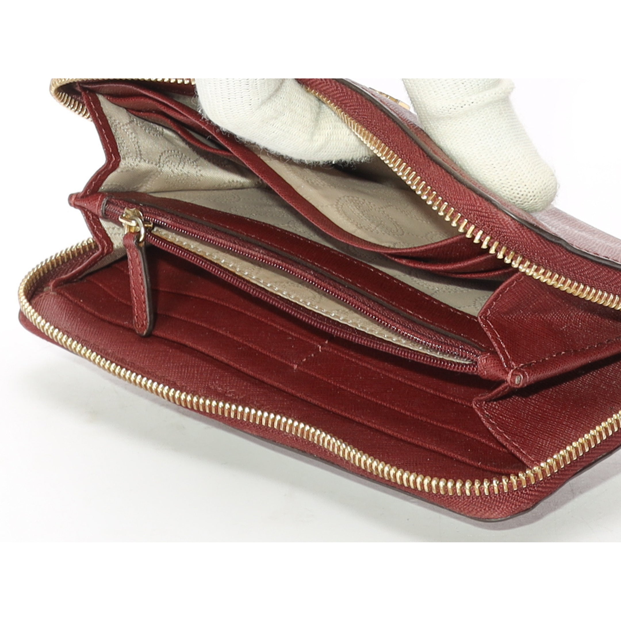 Michael Kors Maroon Fulton Zippy Wallet