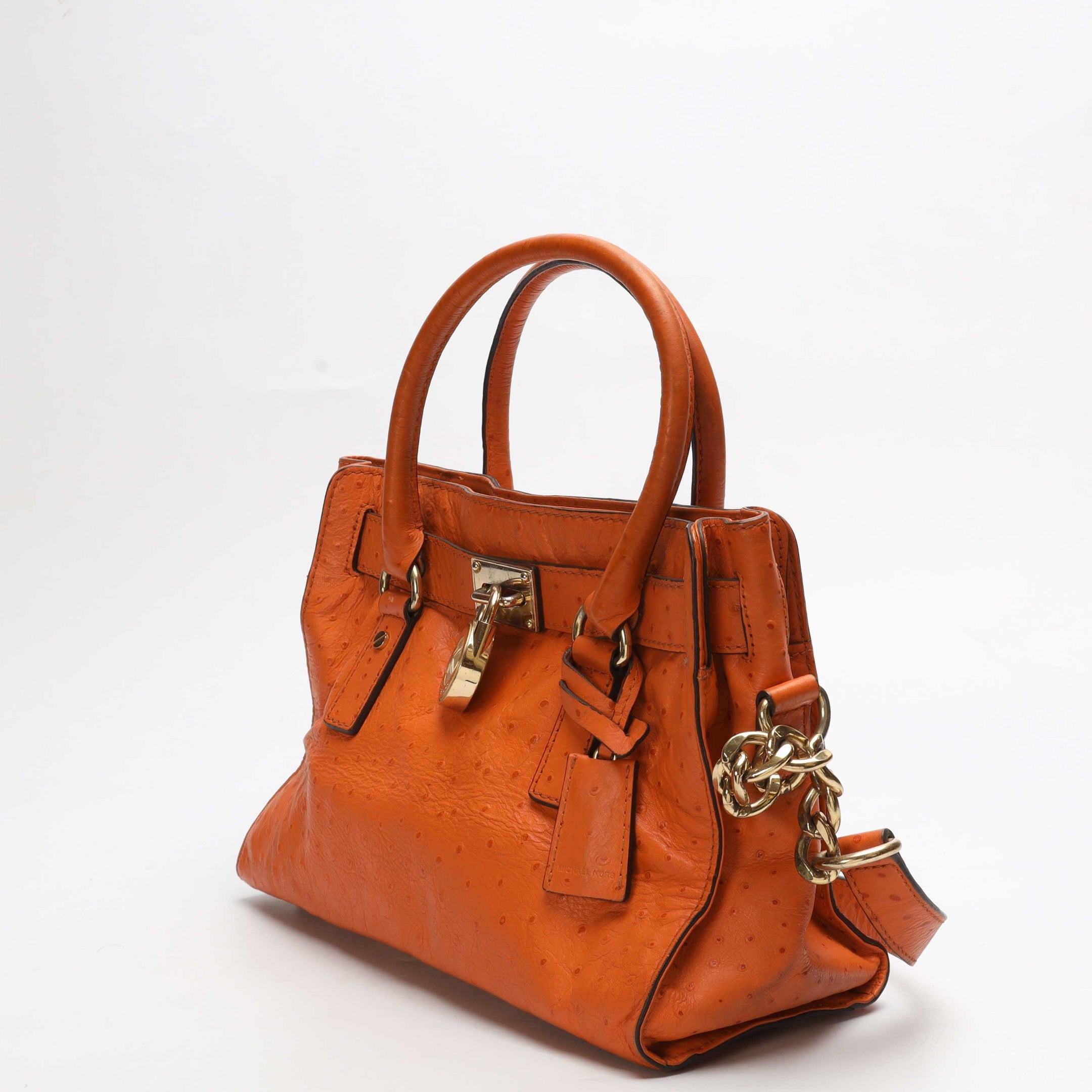 Michael Kors Hamilton Medium Orange Ostrich Tote