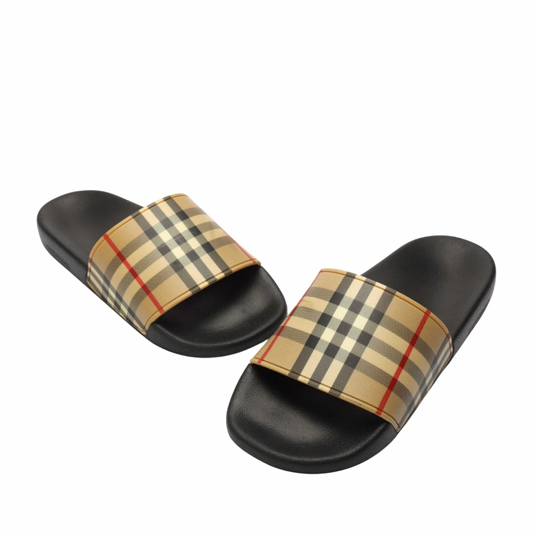 Burberry Beige Check Slides