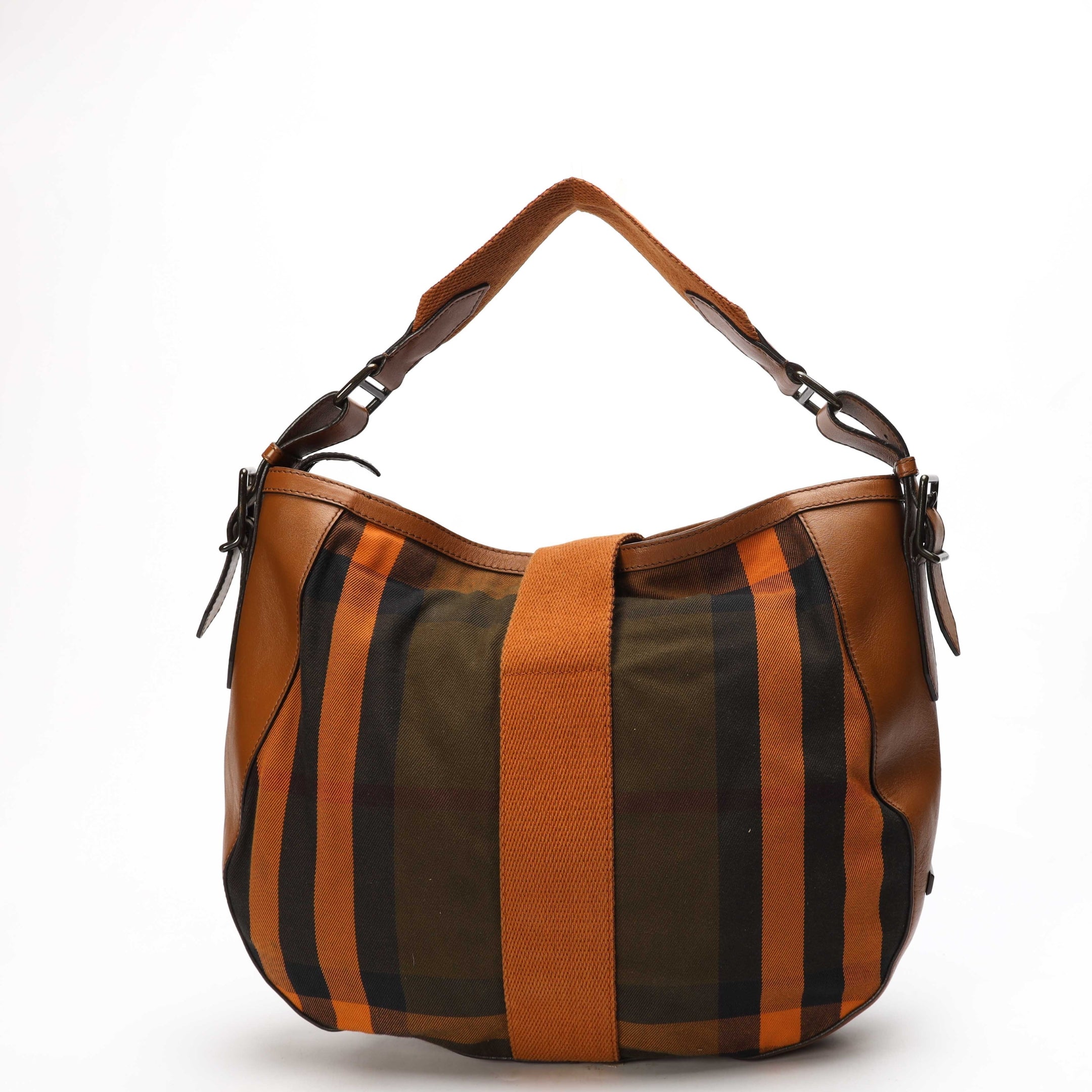 Burberry Brown/Orange Vintage Check Ashwood Hobo Bag