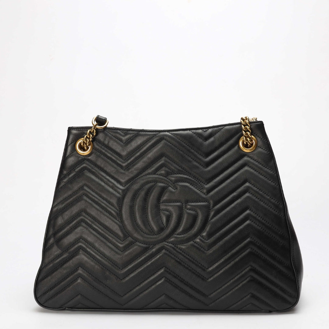 Gucci Black Matelasse GG Marmont Tote