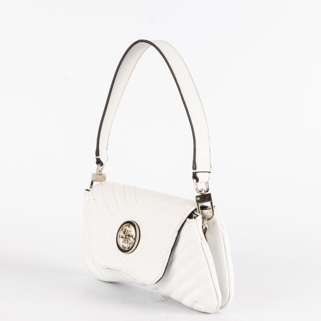 Guess White Quilted Shoulder Bag