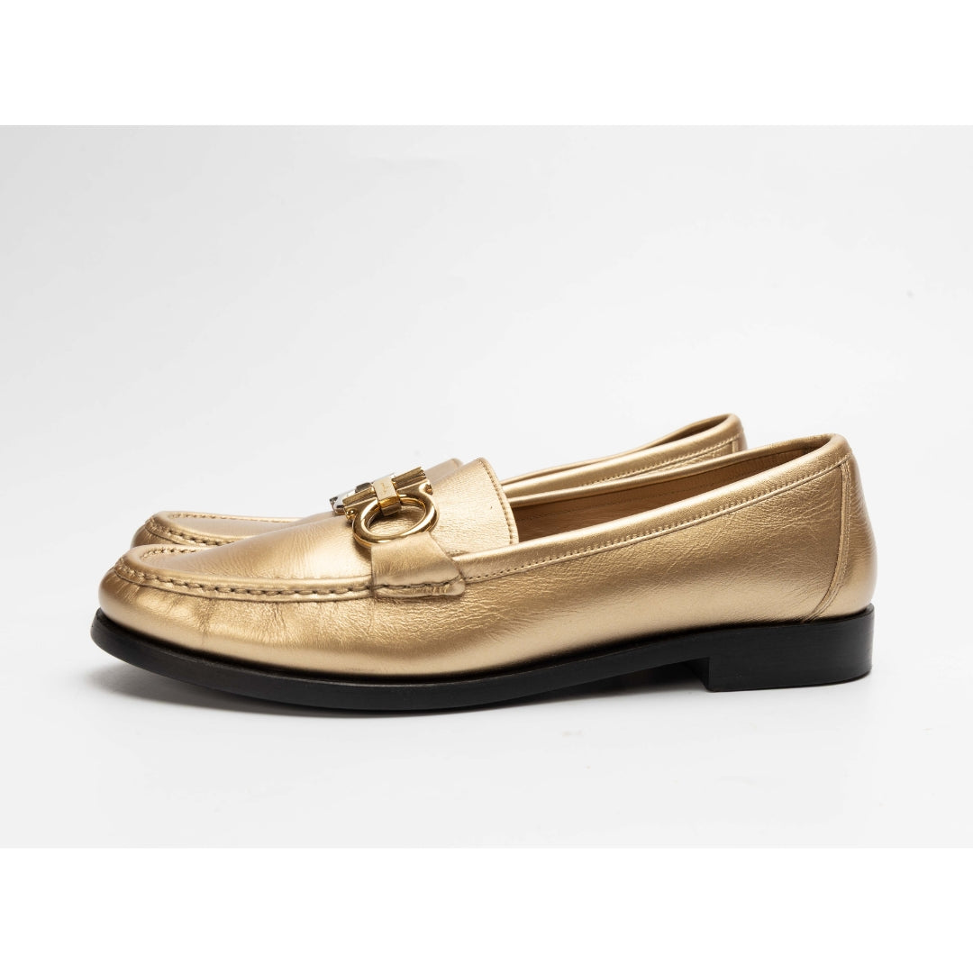Salvatore Ferragamo Gold Gancio Loafers