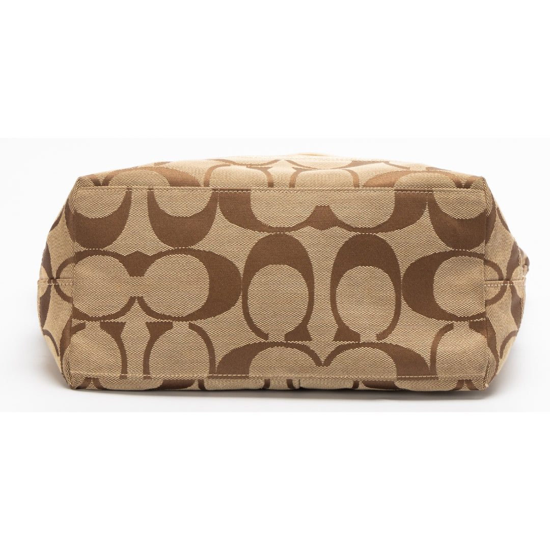 Coach Brown Signature Gold Stripe Tote