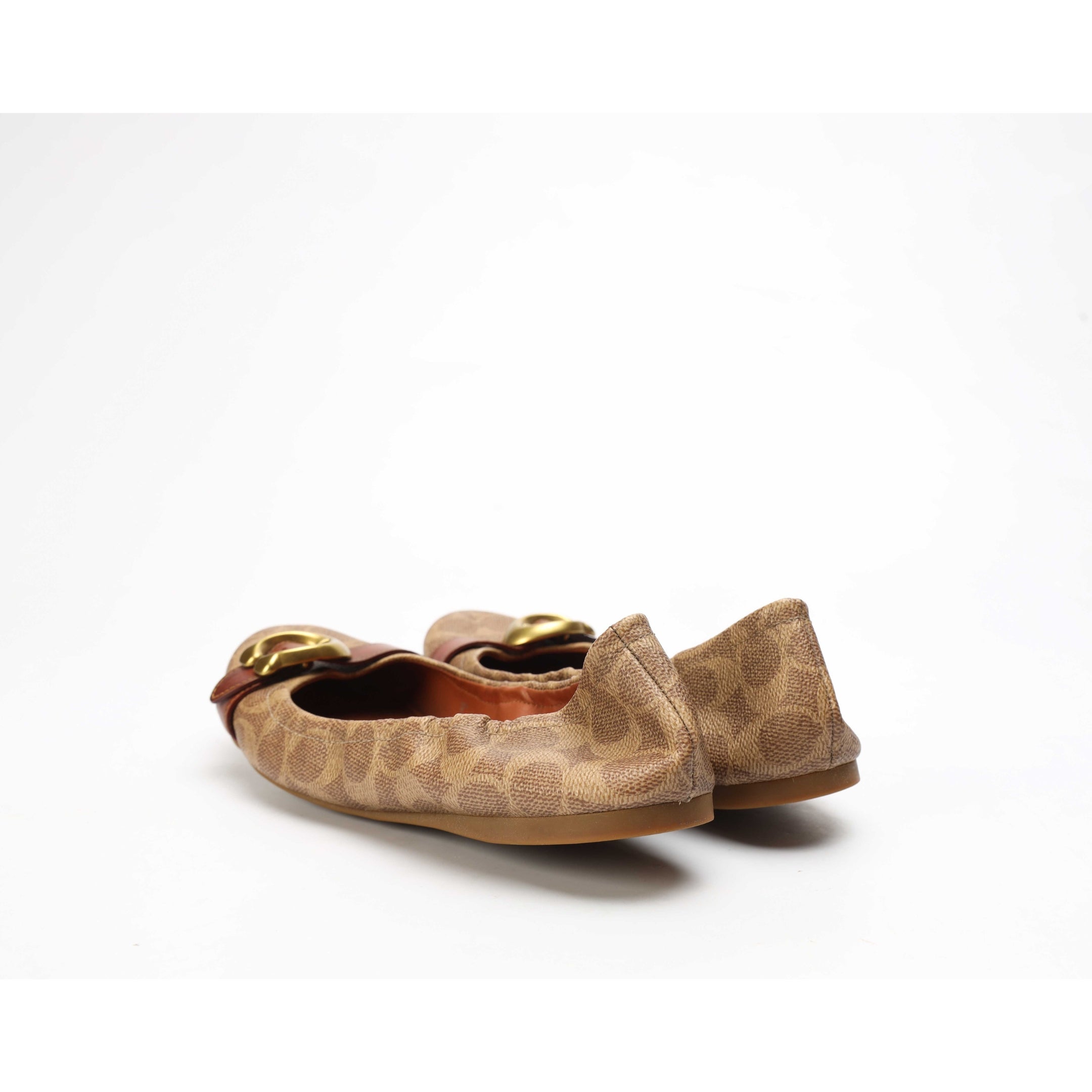 Coach Brown Printed Buckle Ballerinas