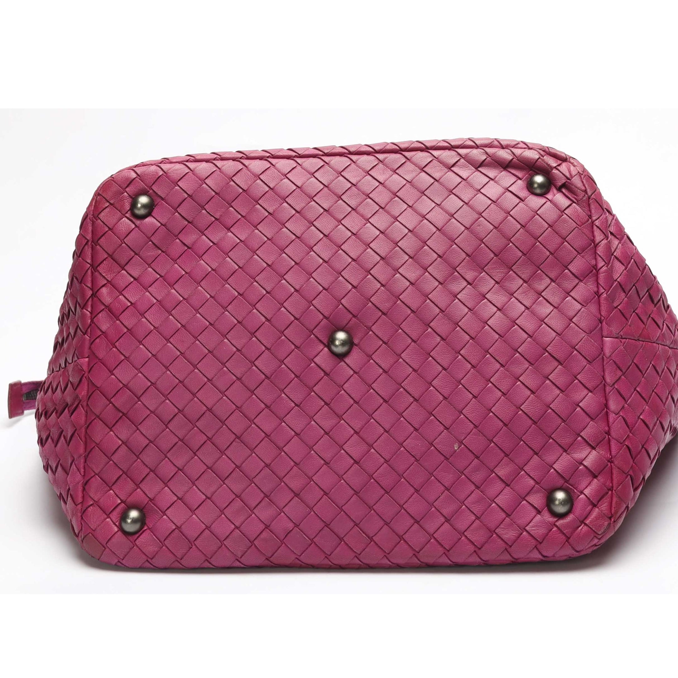 Bottega Veneta Pink Intrecciato Woven Zip Tote