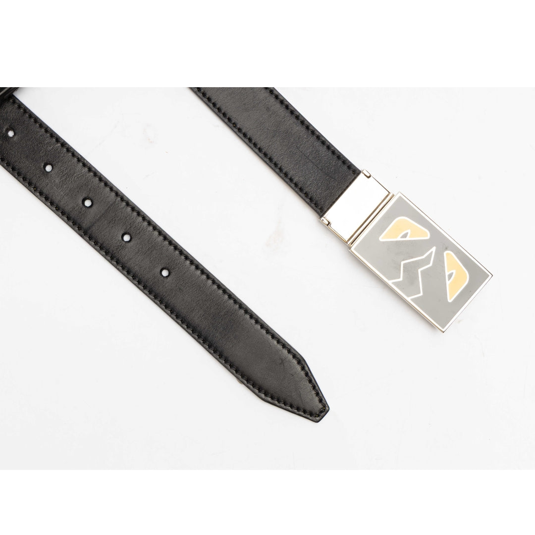 Fendi Vitello Havana Monster Eyes Buckle Reversible Belt