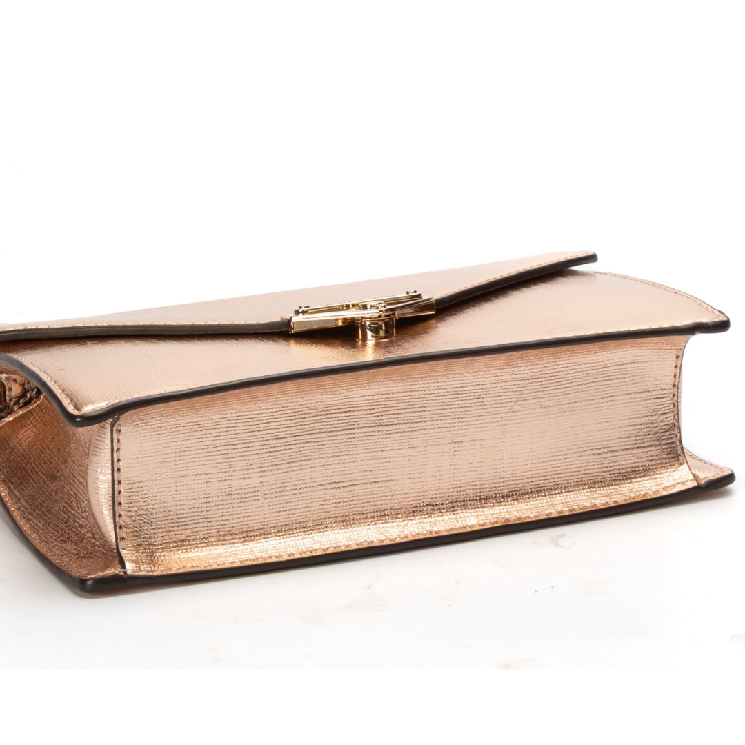 Michael Kors Pink Metallic Envelope Clutch Crossbody Bag