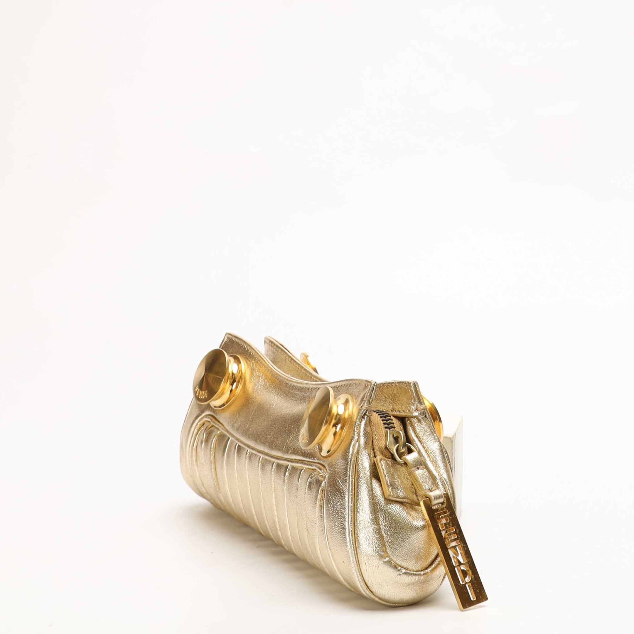 Fendi Gold Metallic Zipper Clutch