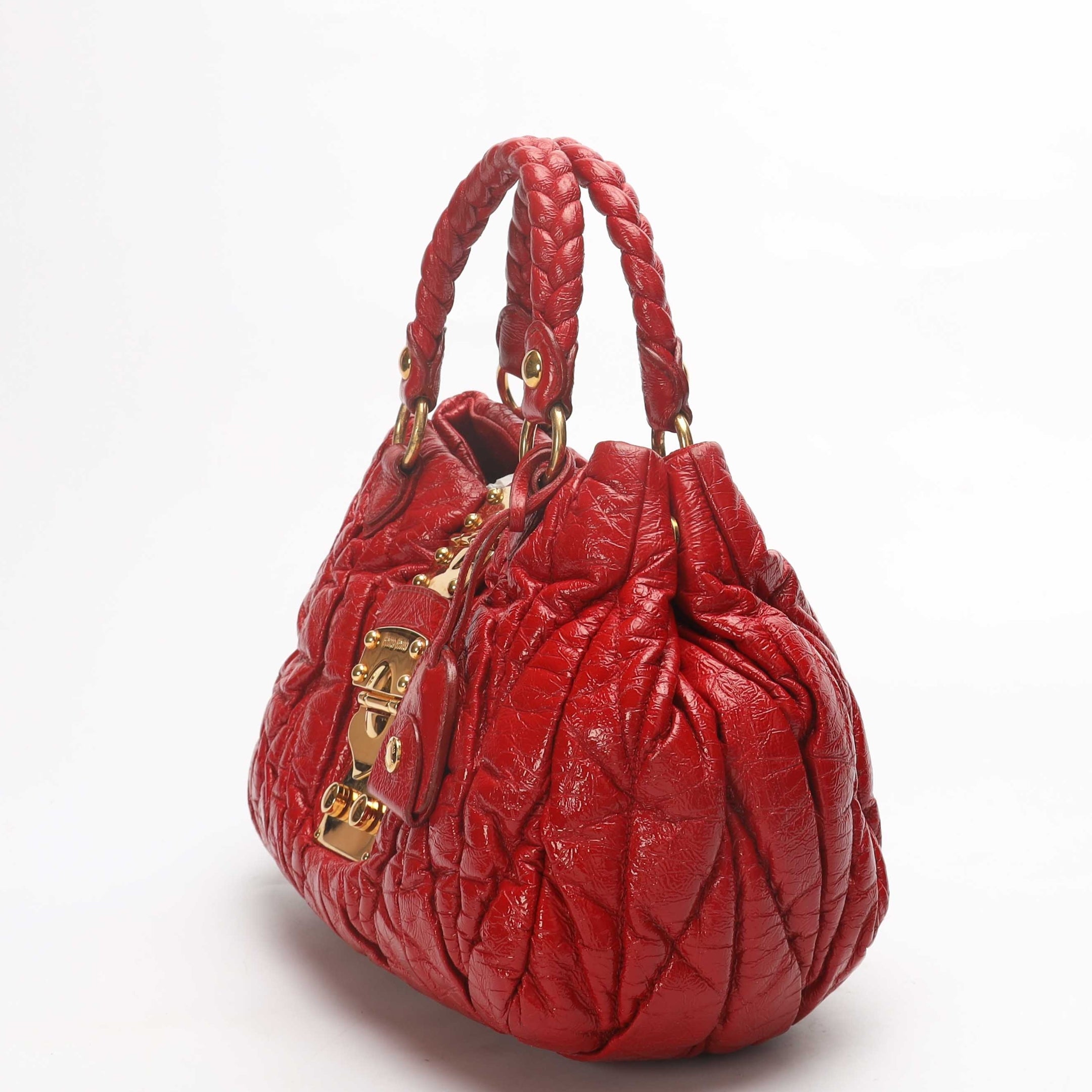 Miu Miu Red Matelasse Tote Shoulder Bag