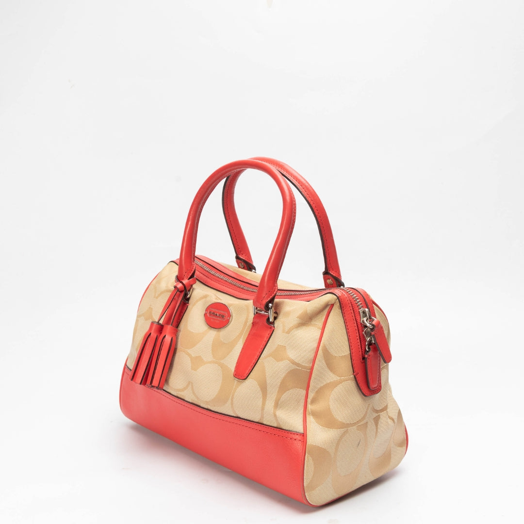 Coach Orange/Beige Haley Convertible Satchel