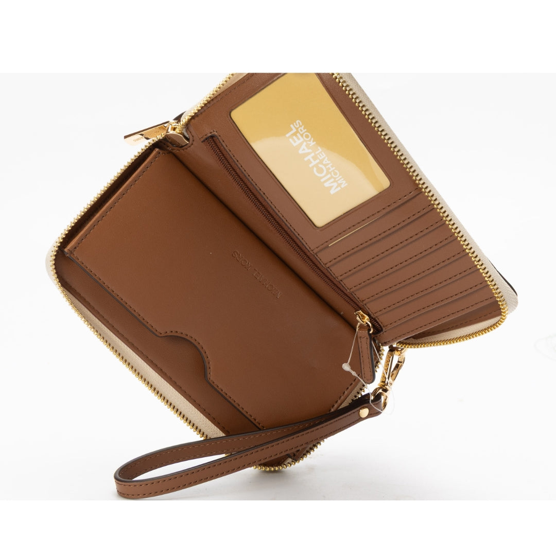 Michael Kors White Jet Set Logo Zip-Around Wristlet