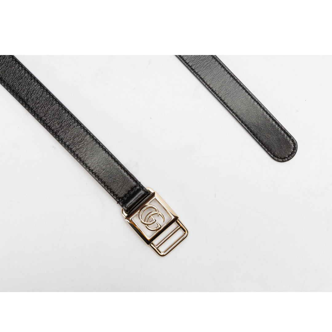 Gucci GG Black Calfskin Buckle Belt