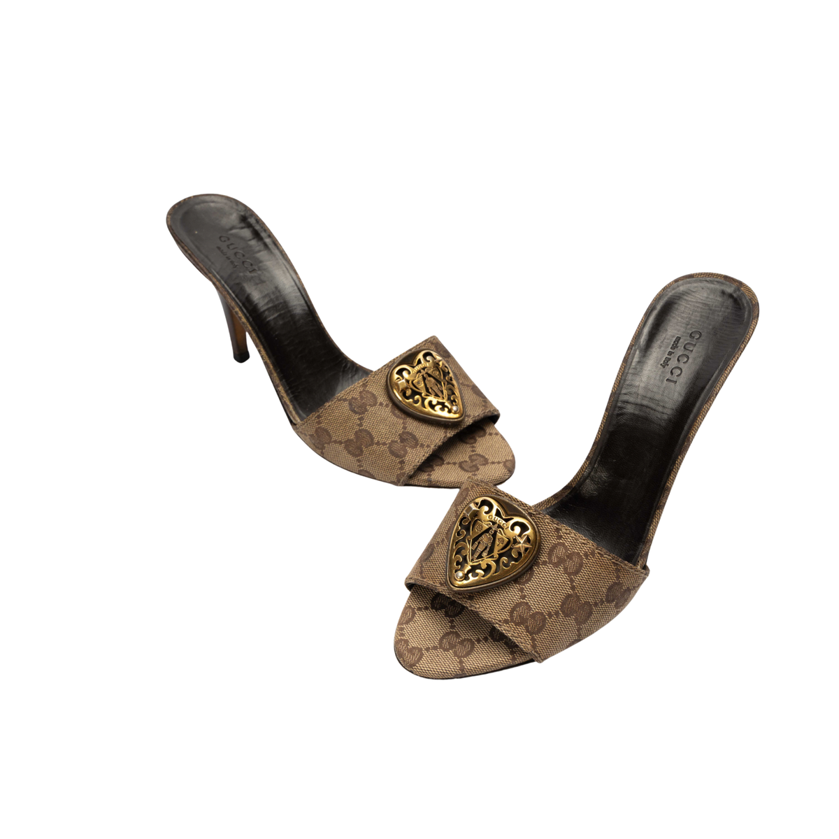 Gucci GG Heart Open Toe Heels