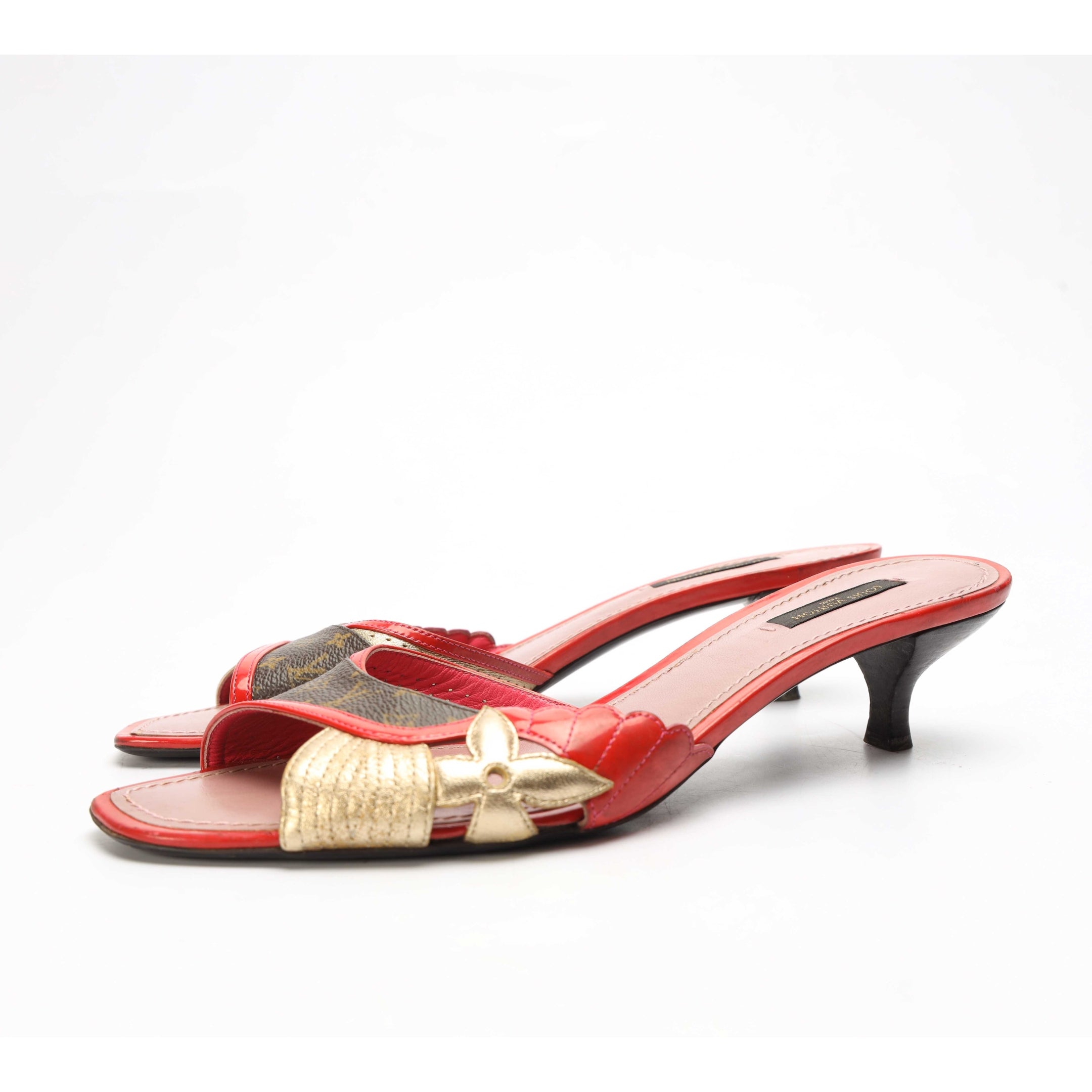Louis Vuitton Monogram Vernis Metallic Mules