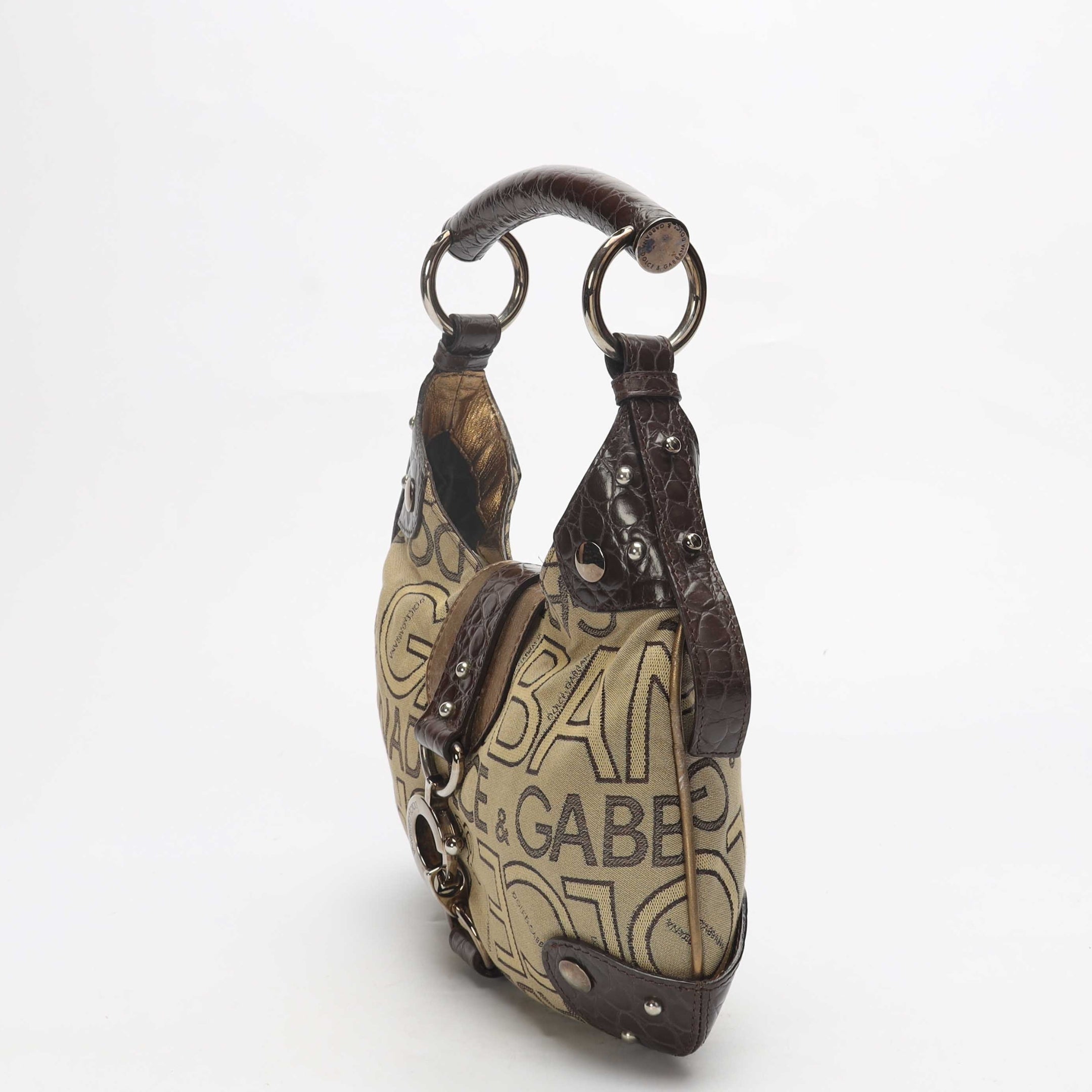 Dolce & Gabbana Logo Brown Hobo Bag