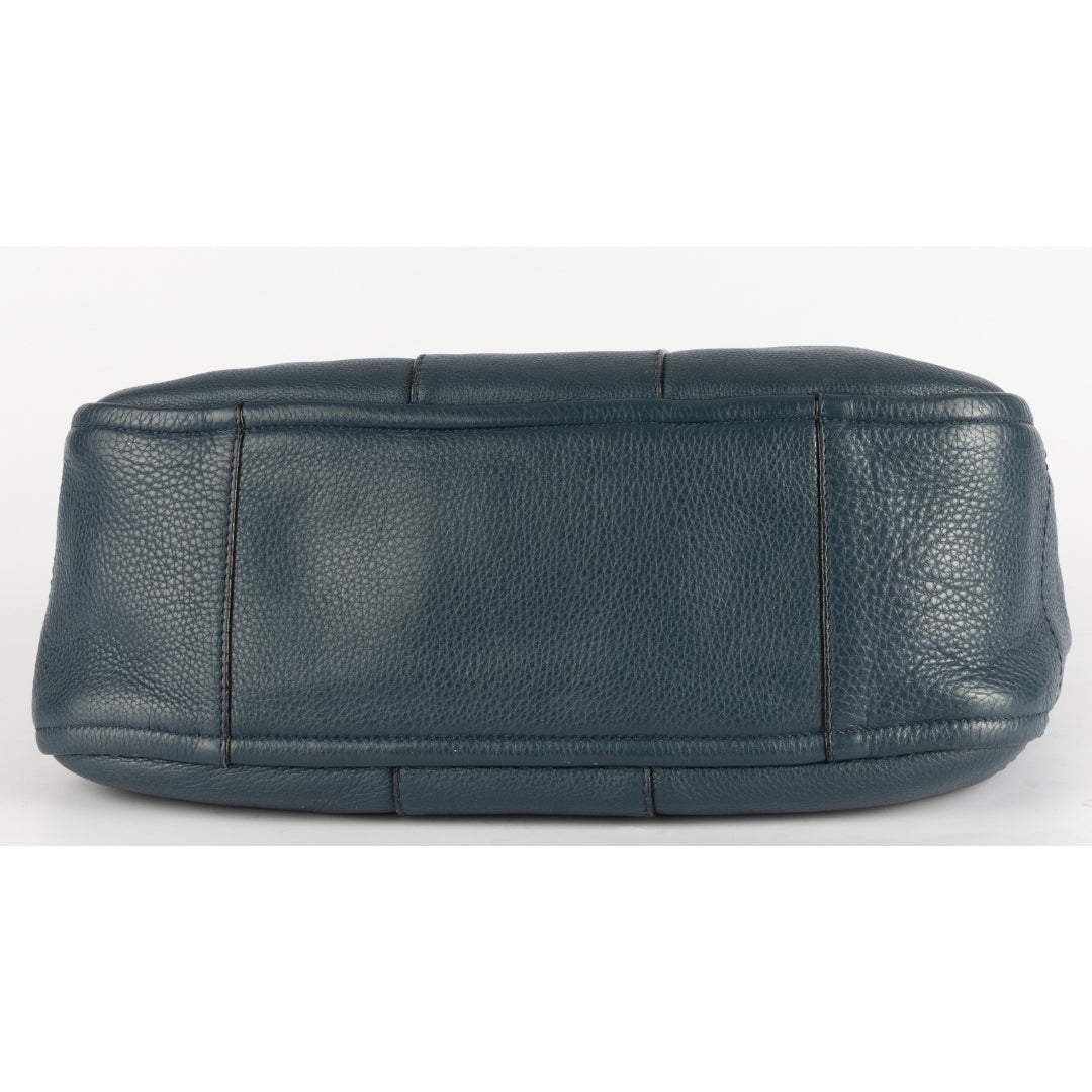 Salvatore Ferragamo Teal Blue Leather Gancini Tote Bag