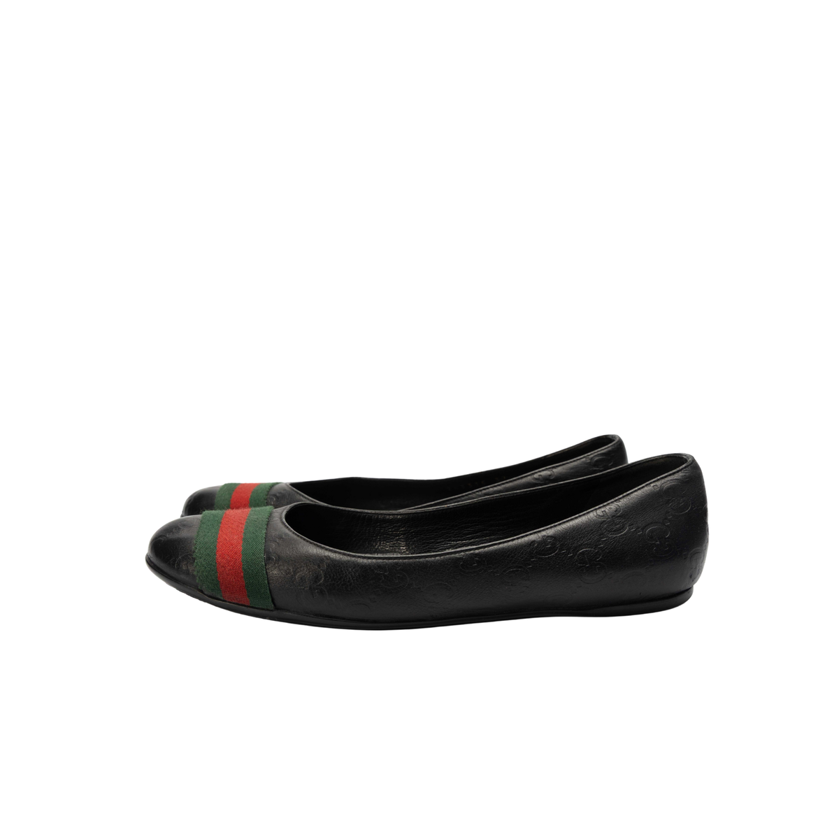 Gucci Black Guccissima Web Ballet Flats