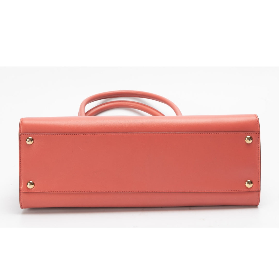 Salvatore Ferragamo Coral Red Gancini Lock Satchel