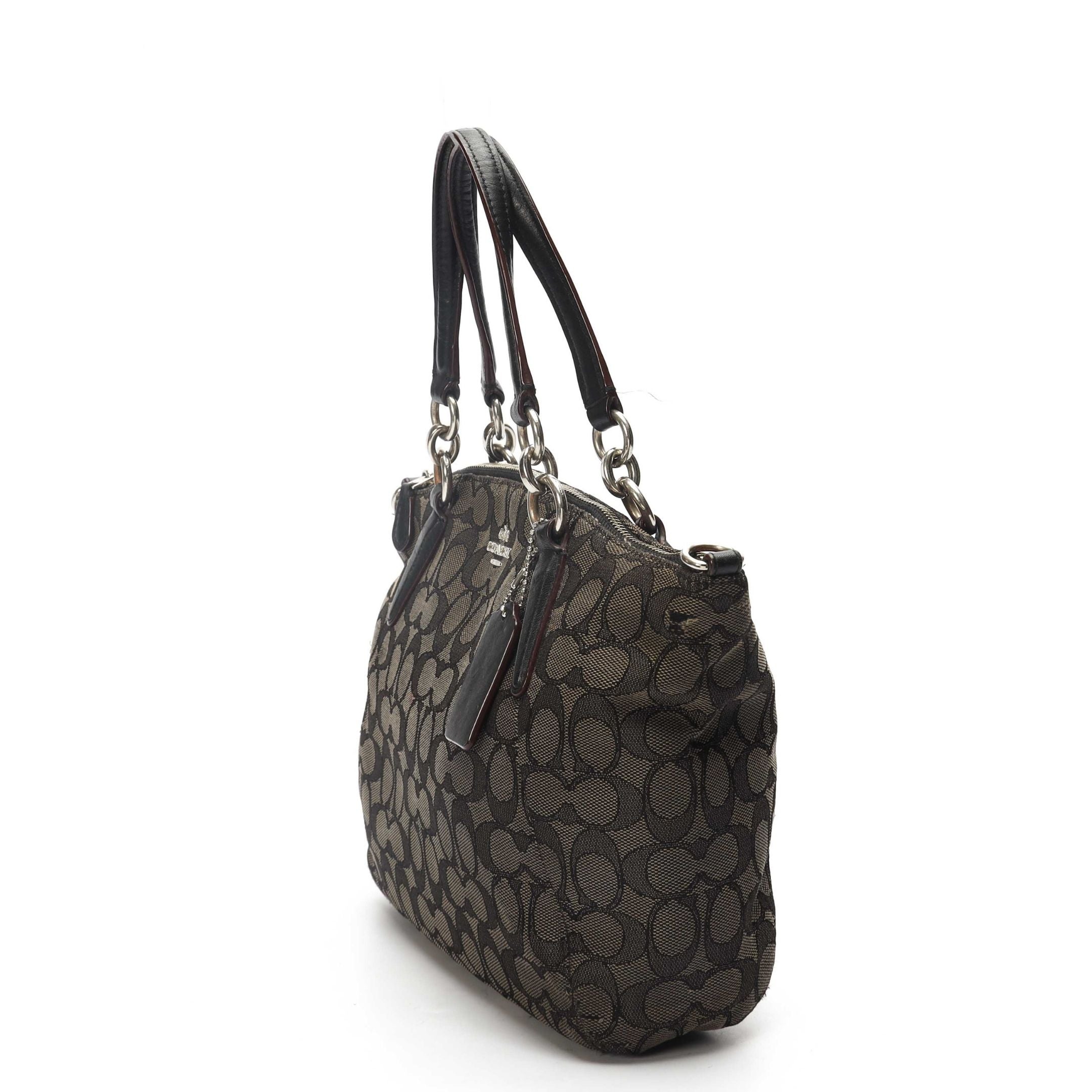 Coach Black/Grey Canvas Kelsey Satchel