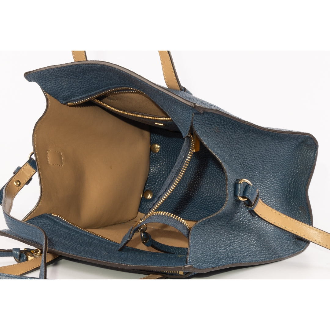 Salvatore Ferragamo Blue Leather Small Amy Satchel