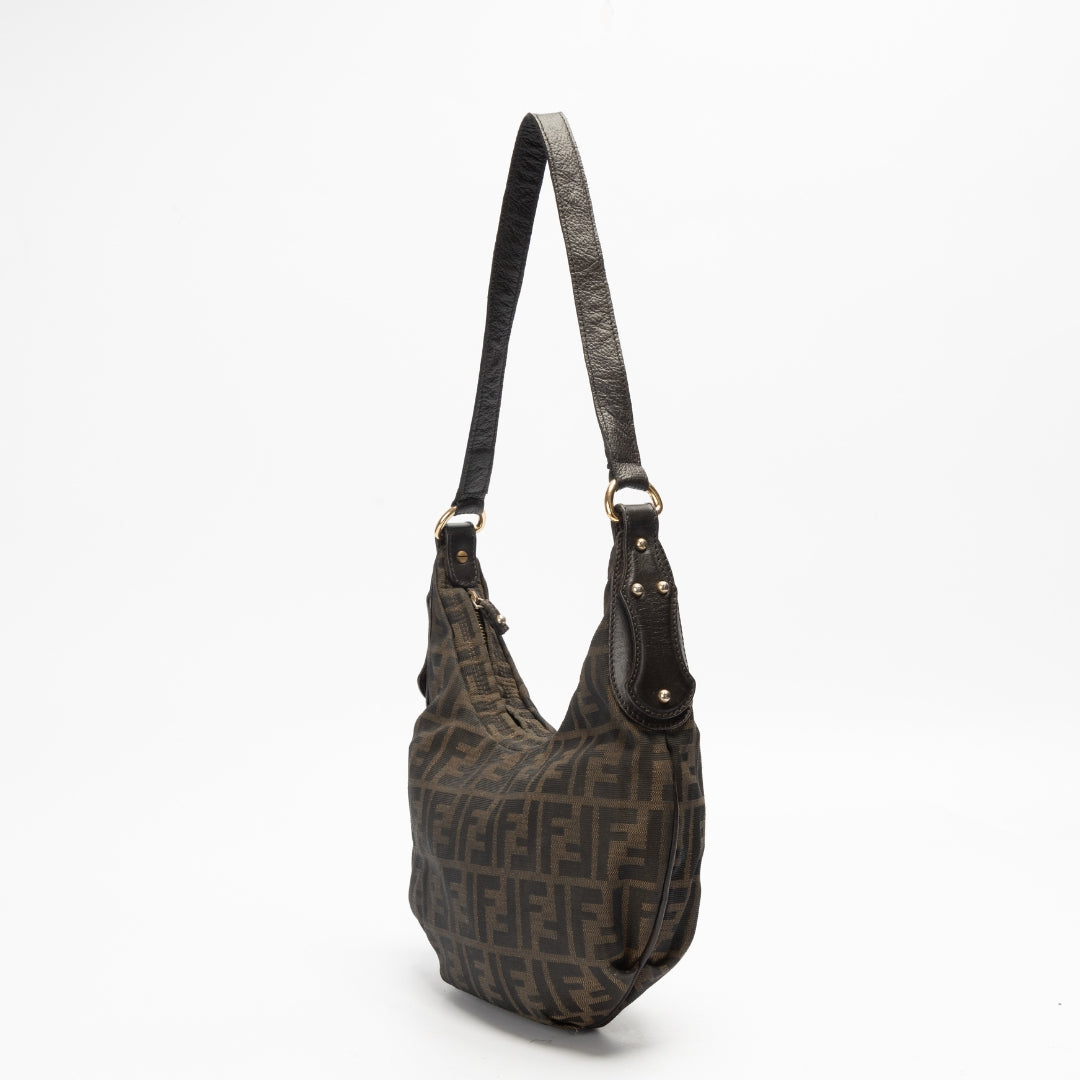 Fendi Croissant Zucca Canvas Monogram Shoulder Bag