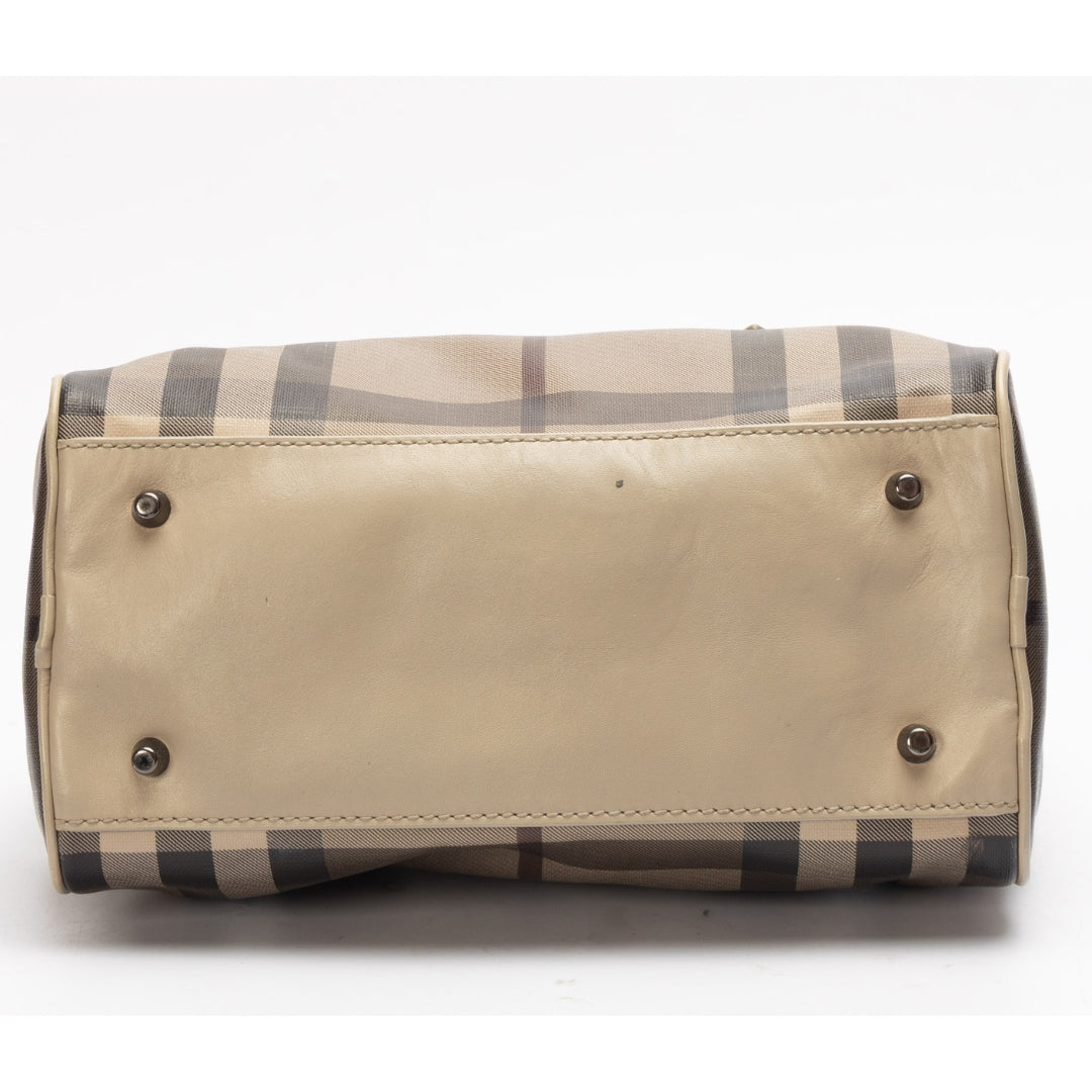 Burberry Beige Check PVC Leather Chester Boston Bag