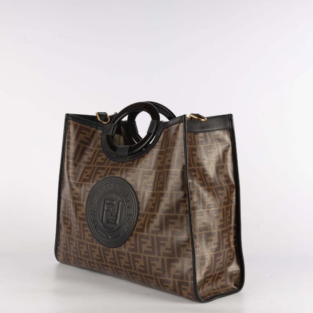Fendi Zucca Coated Canvas and Leather Runaway Shopper Tote