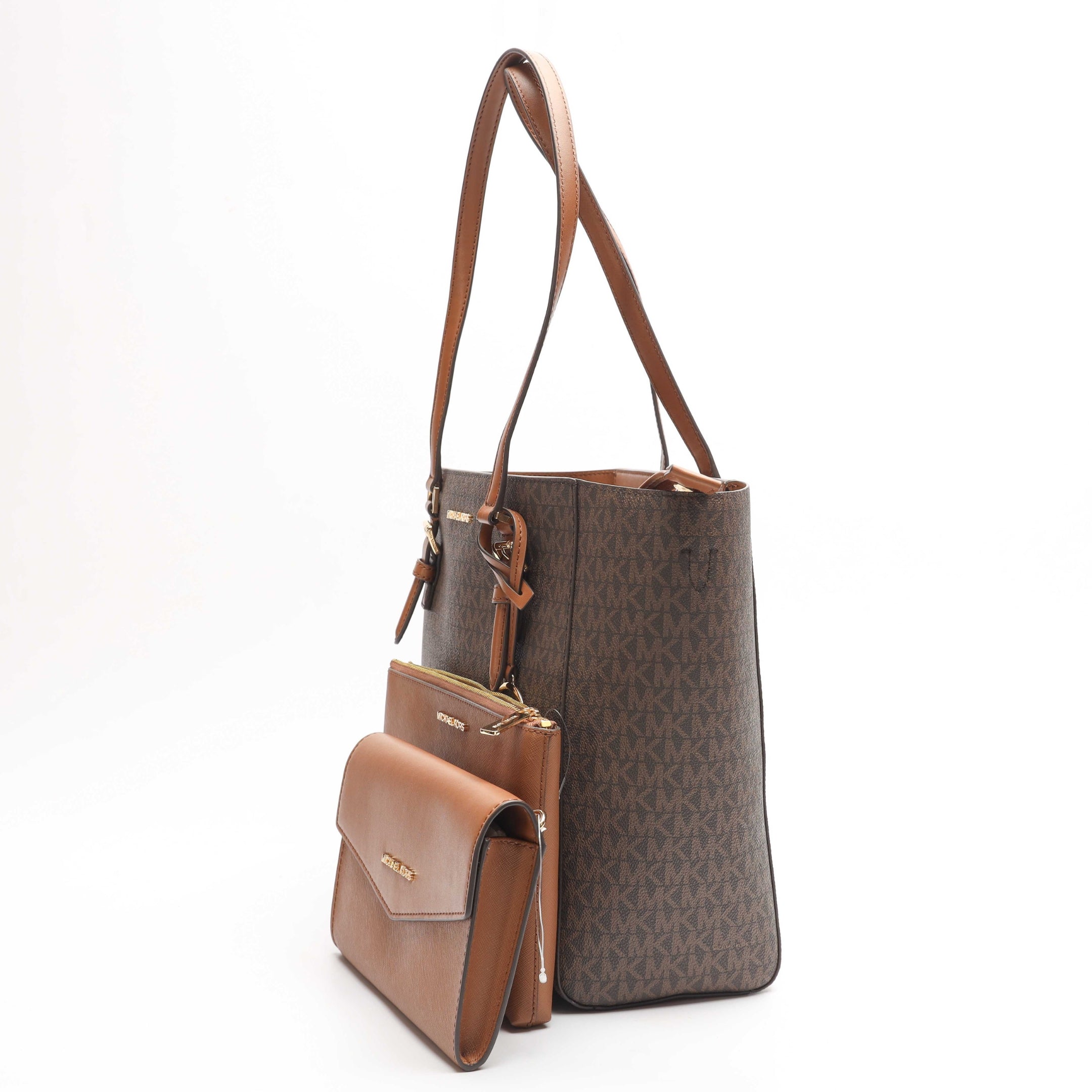 Michael Kors Charlotte Brown Large 3-in-1 Logo Tote
