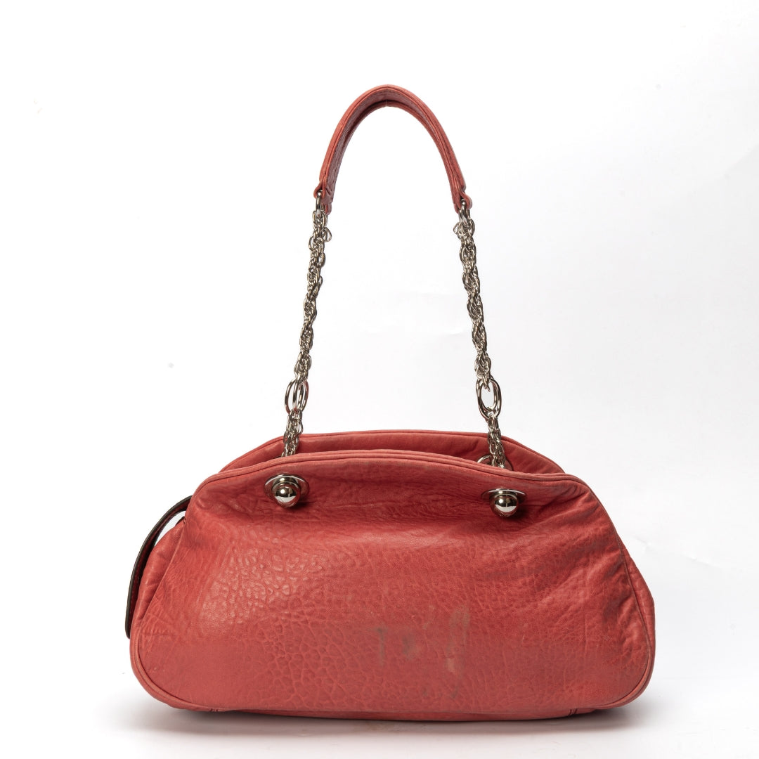Celine Vintage Leather Peach Chain Shoulder Bag