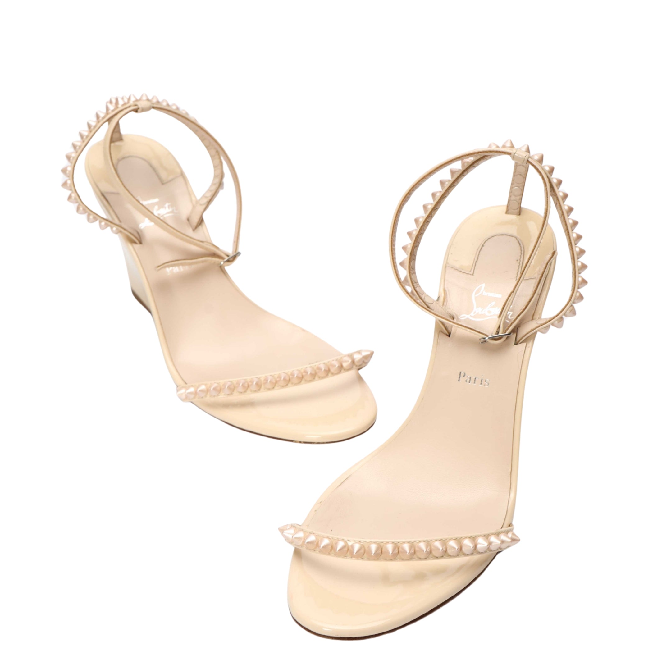 Christian Louboutin Cream Ankle Strap Sandals