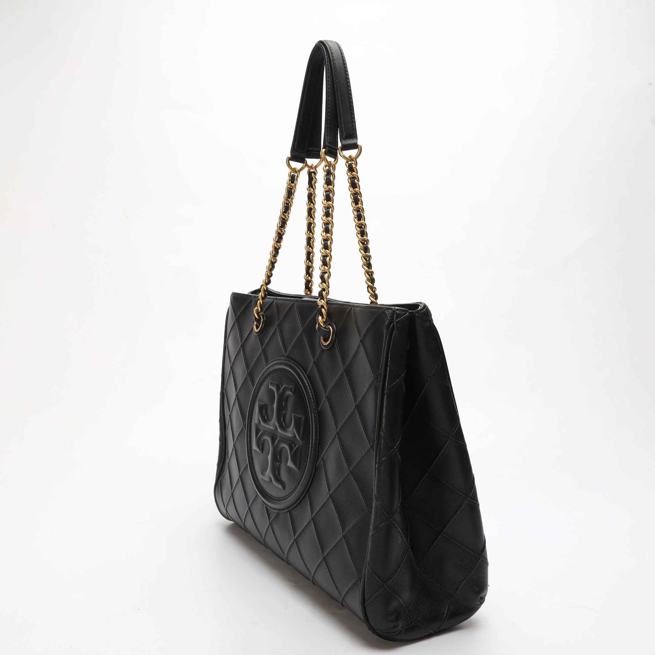 Tory Burch Fleming Black Soft Chain Large Tote