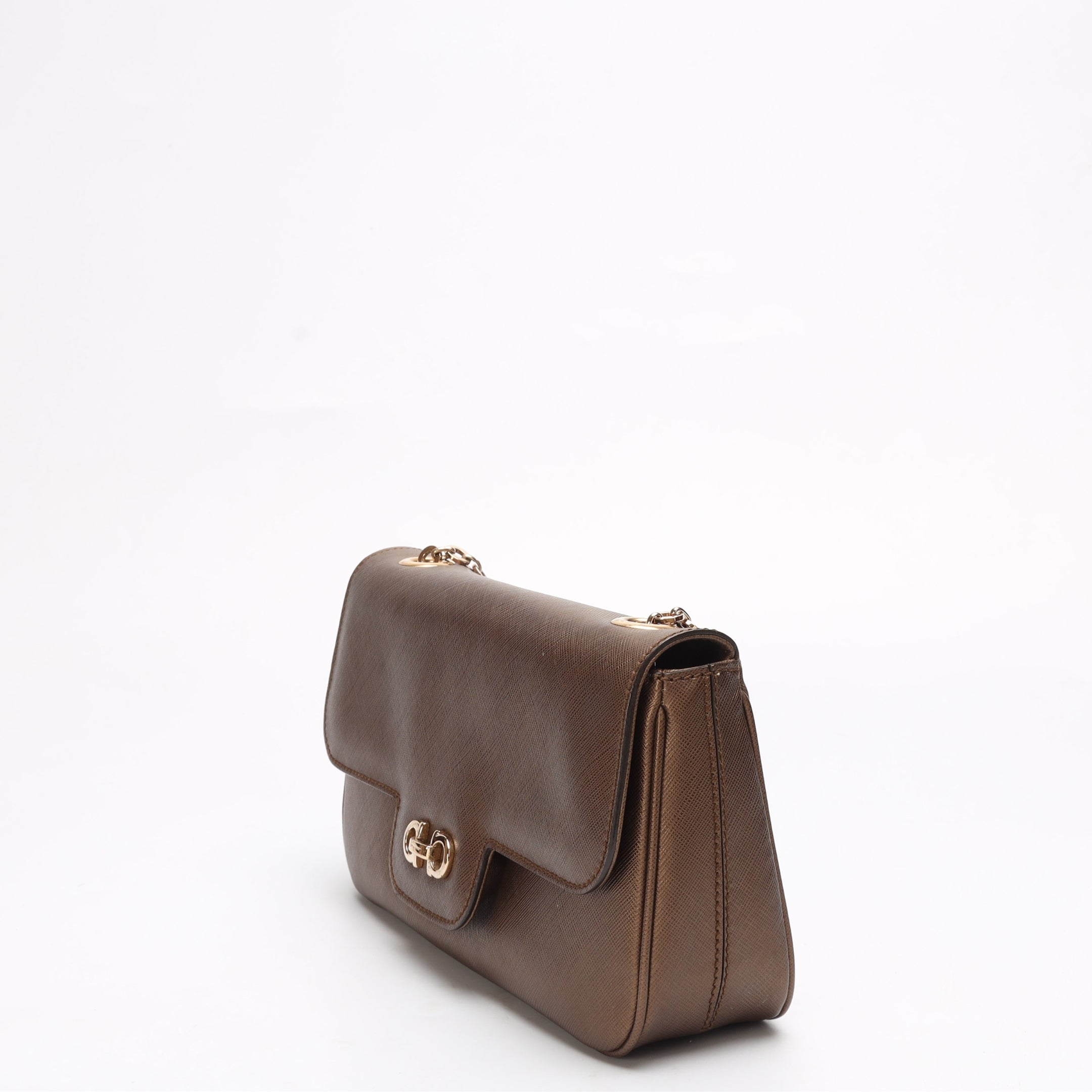 Salvatore Ferragamo Brown Gancini Chain Shoulder Bag