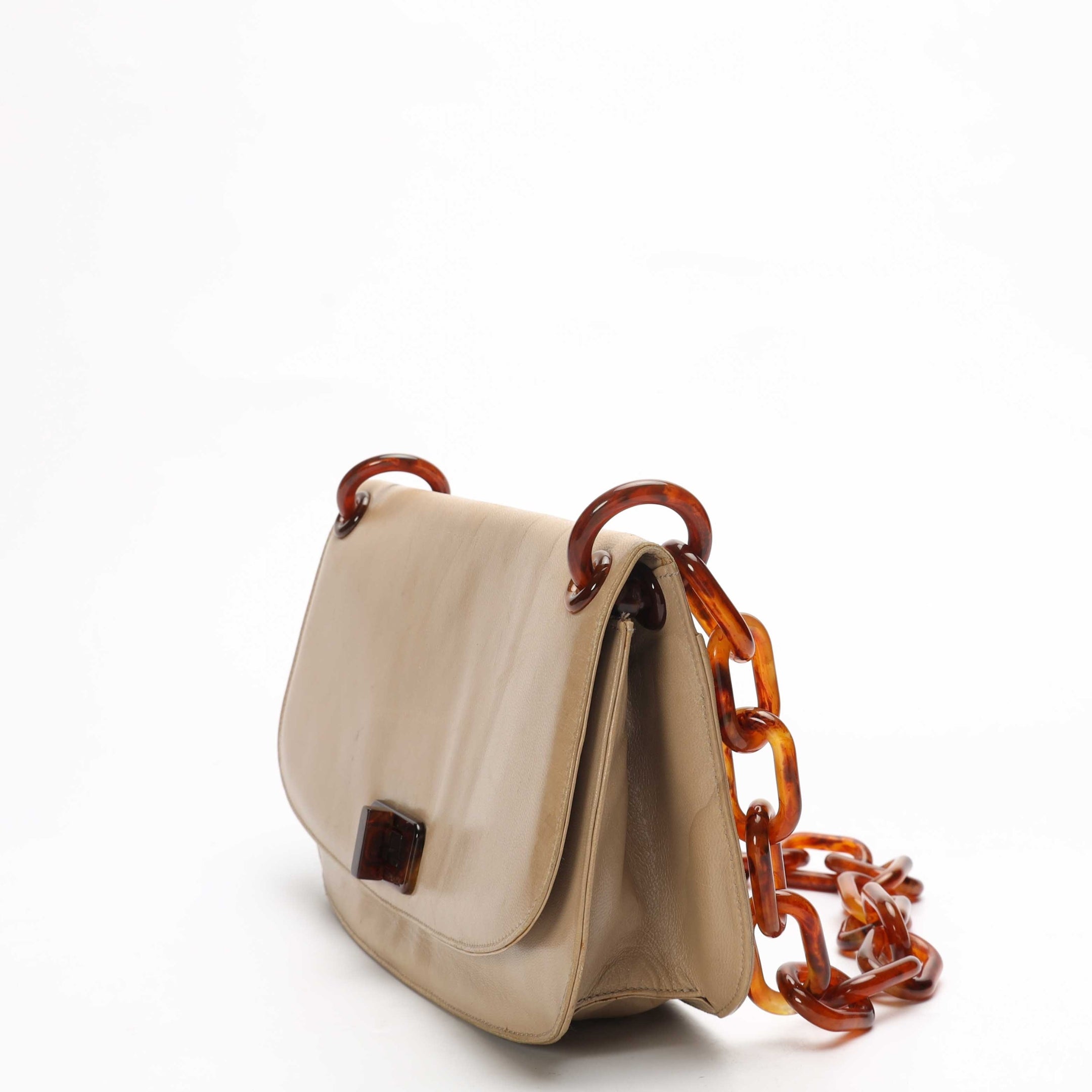 Prada Beige Madras Swing Shoulder Bag