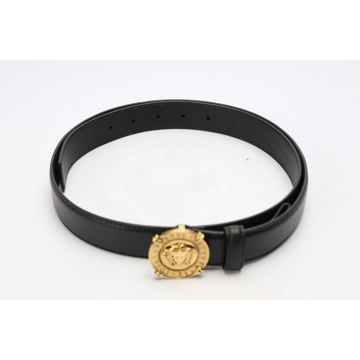 Versace Round Medusa Black Belt