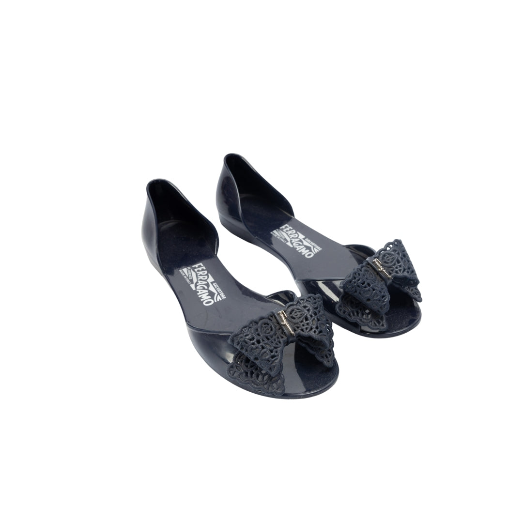 Salvatore Ferragamo Jelly Barbados Bow Flats