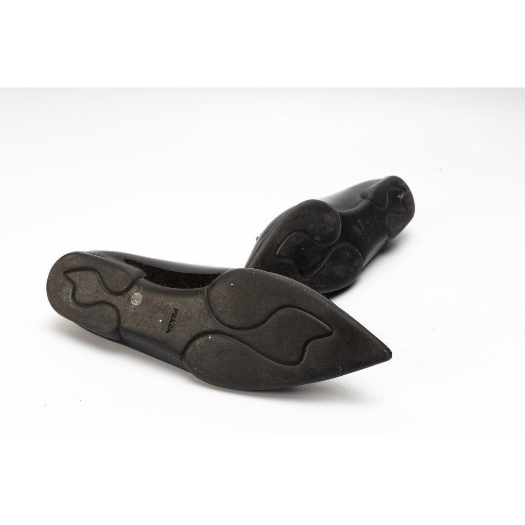 Prada Bow Pointed Toe Ballet Flats