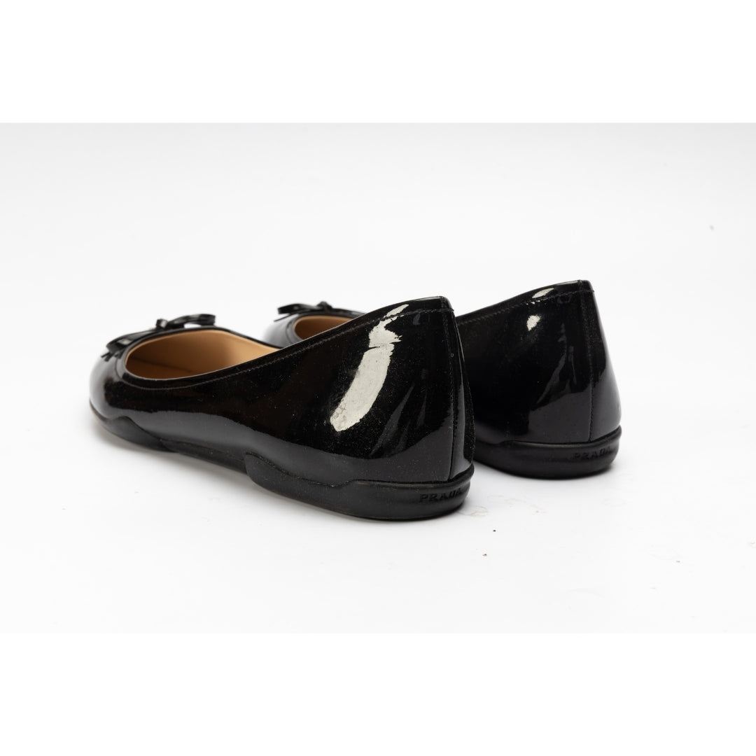 Prada Bow Pointed Toe Ballet Flats