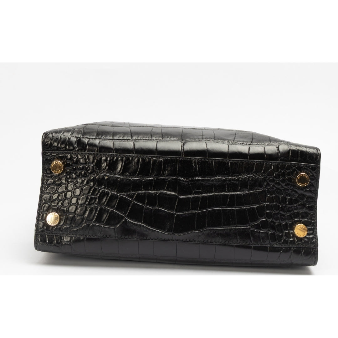 Michael Kors Scarlett Medium Crocodile Embossed Patent Leather Satchel
