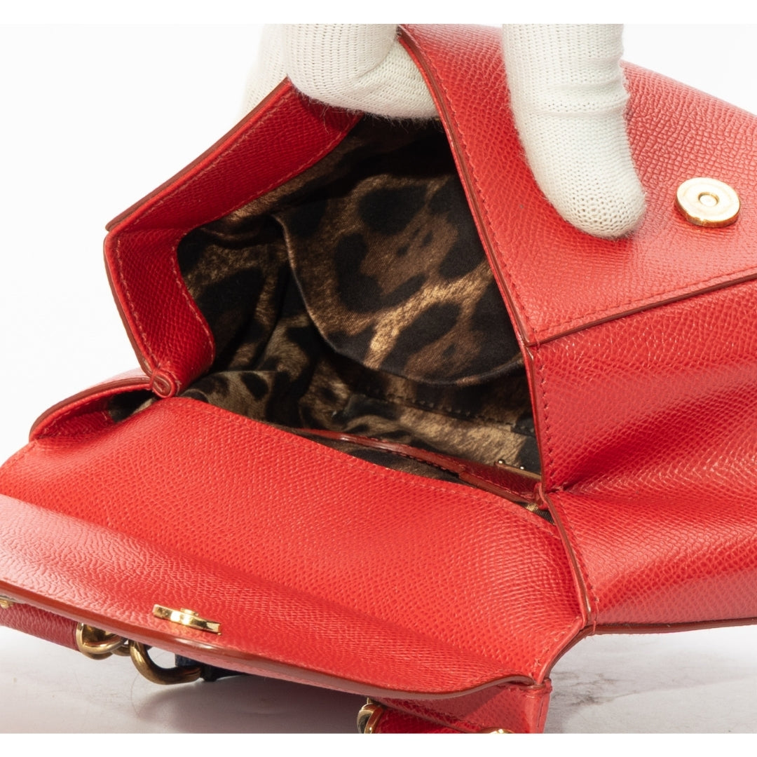 Dolce And Gabbana Red Dauphine Leather Mini Miss Sicily Crossbody Bag