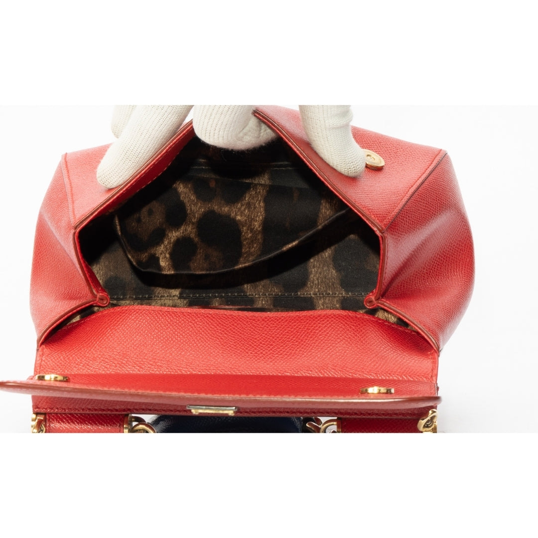 Dolce And Gabbana Red Dauphine Leather Mini Miss Sicily Crossbody Bag
