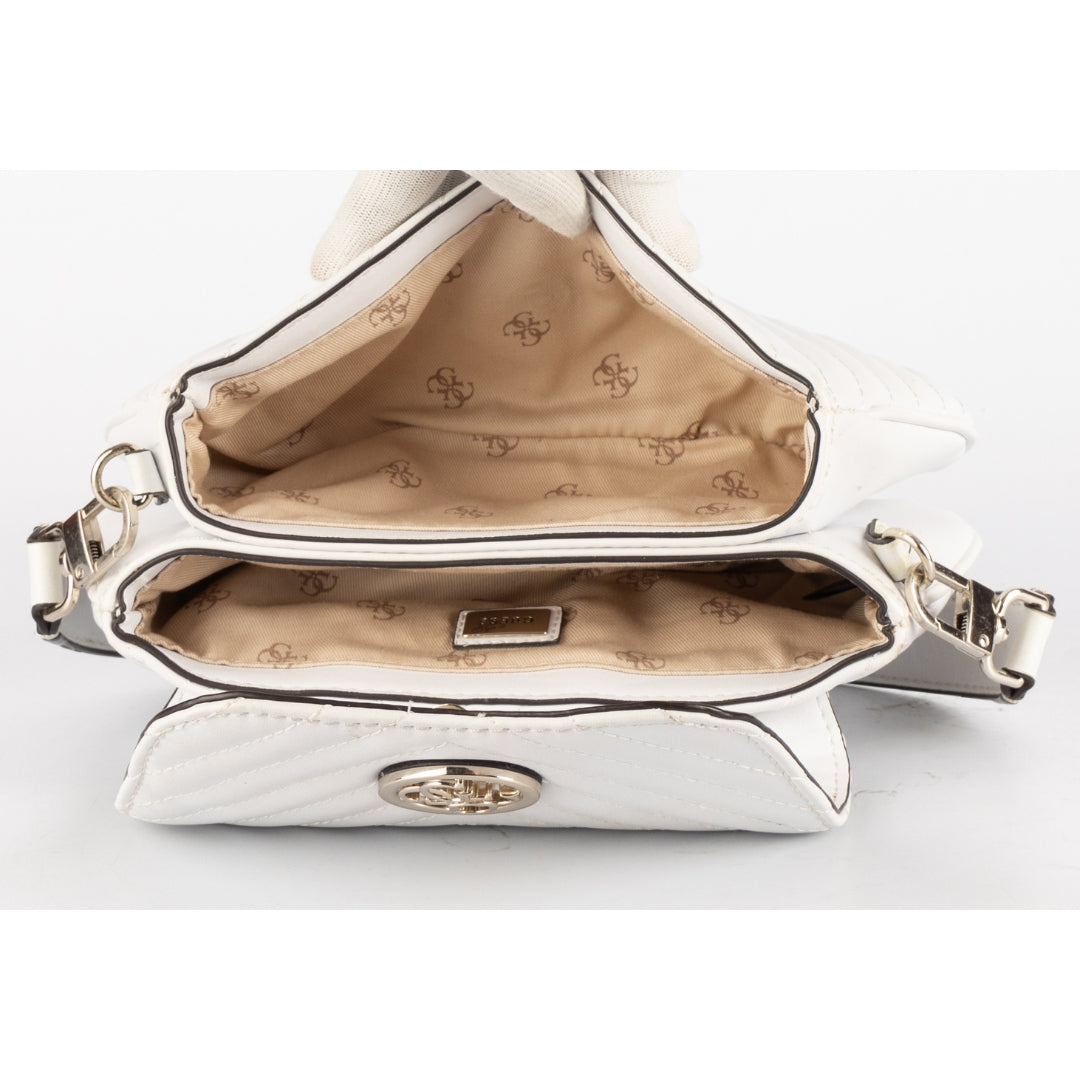Guess White Quilted Shoulder Bag