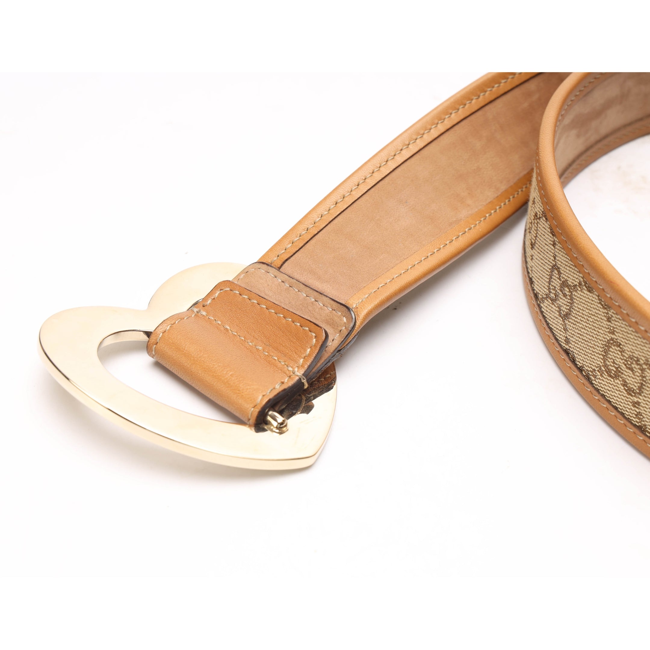 Gucci Heart Buckle GG Leather Belt