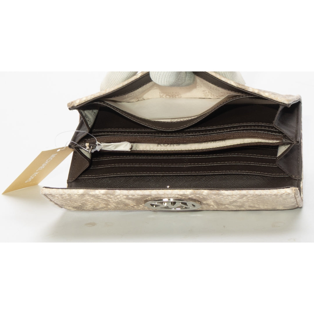 Michael Kors Grey Python Flap Continental Wallet