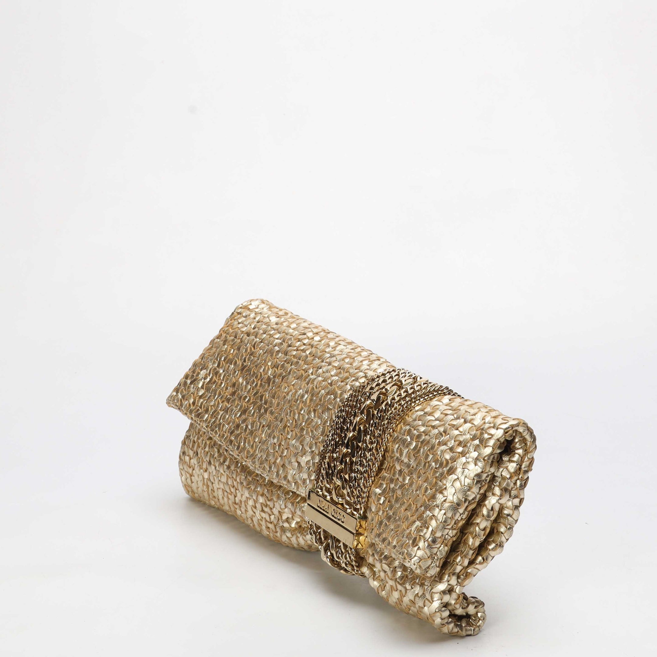 Jimmy Choo Gold Lurex Chandra Embellished Clutch